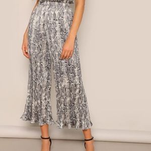 Wide Leg Snakeskin Pattern Pants